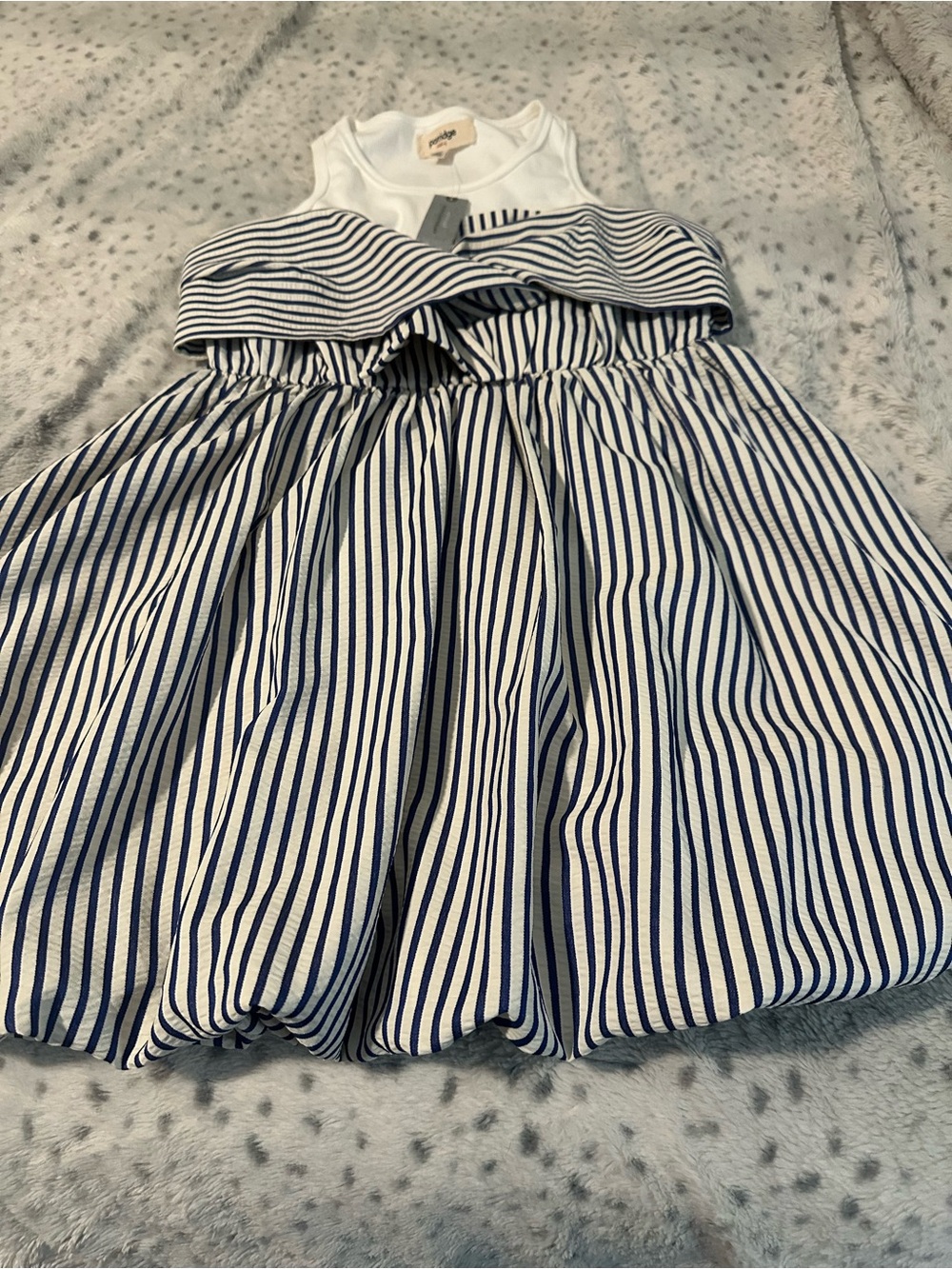 NWT Porridge Anthropologie Striped Navy & White dress with bubble bottom
